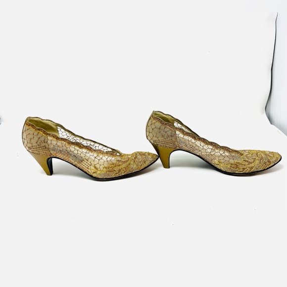 Stuart Weltzman For Martinique Gold Colored High Heels US 8 1/2 NO HEEL CAPS - Picture 5 of 15